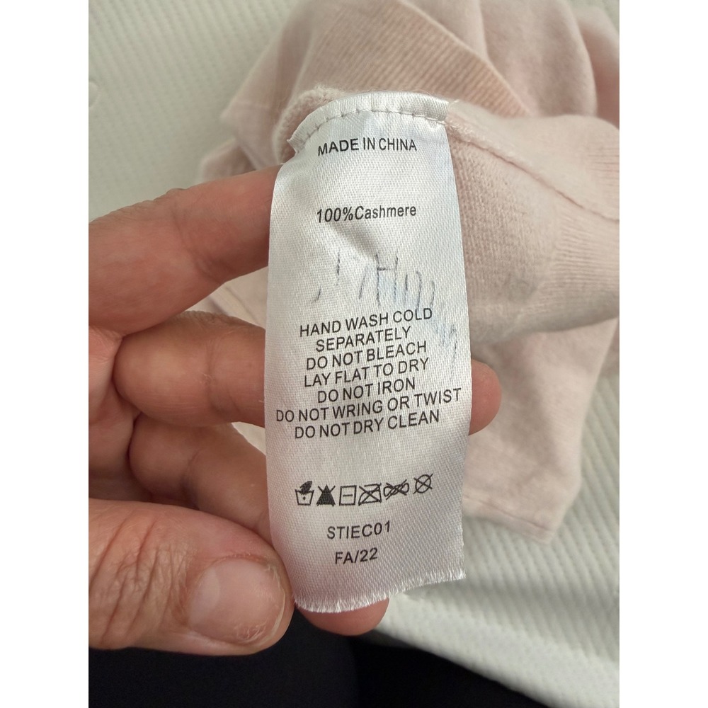 Quince 100% Mongolian Cashmere Crewneck Sweater Blush Pink Quiet Luxury L - Picture 7 of 7